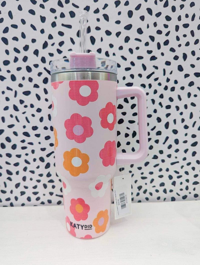 Groovy Flowers Tumbler with Handle 40oz