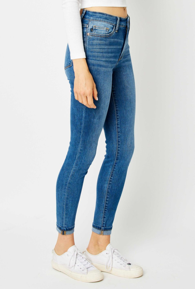 Hannah - High Rise Cuffed Skinny Judy Blue Jeans