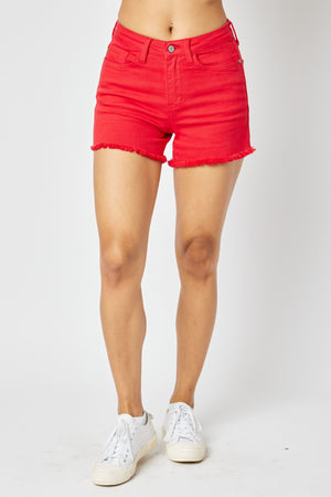 Ruby - Red Fray Hem Judy Blue Shorts