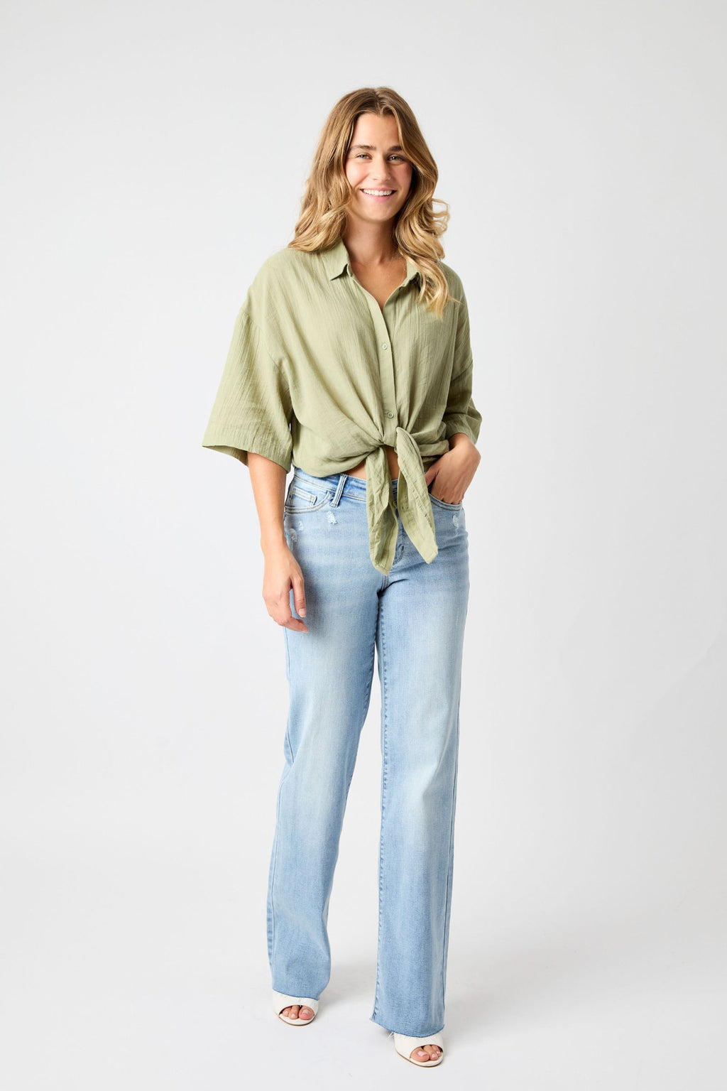 Kelly - High Waist V Front Waistband Straight Fit Judy Blue Jeans