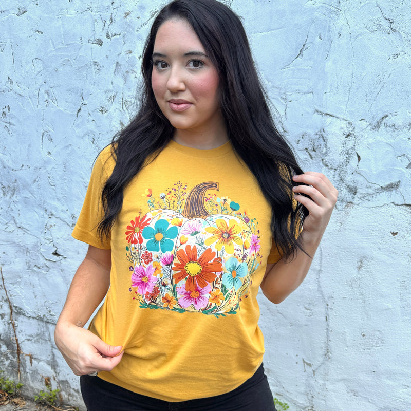 Floral Fall Pumpkin Graphic Tee