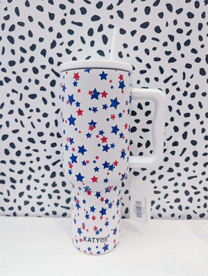 Red White & Blue Star Tumbler with Handle 38oz