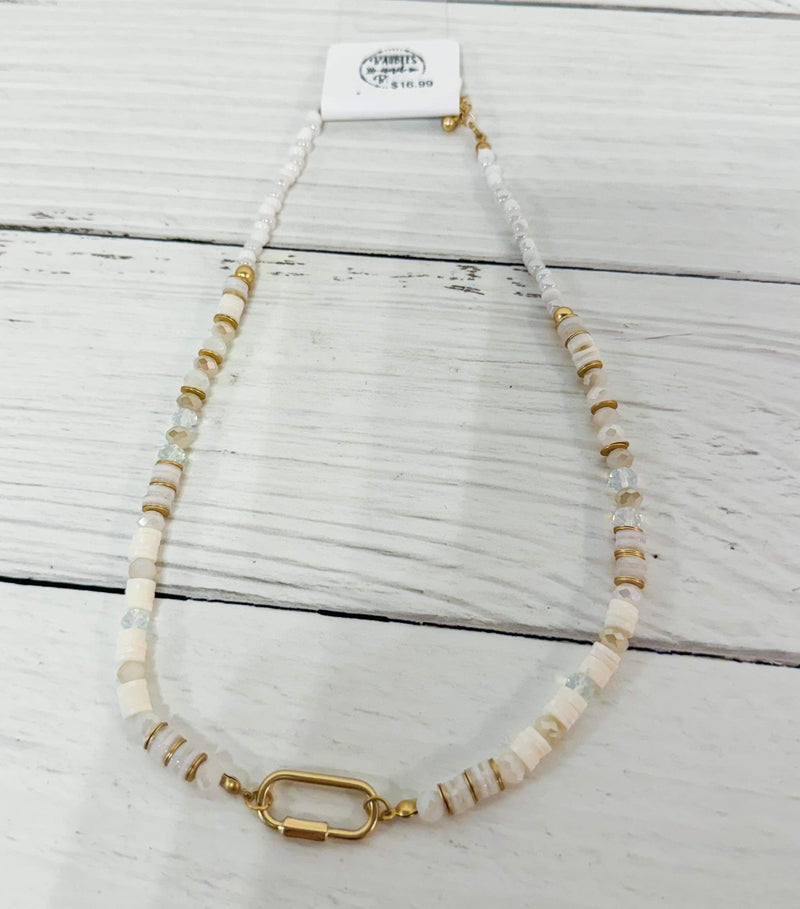 Along The Strand Clay Bead Gold Link Necklace