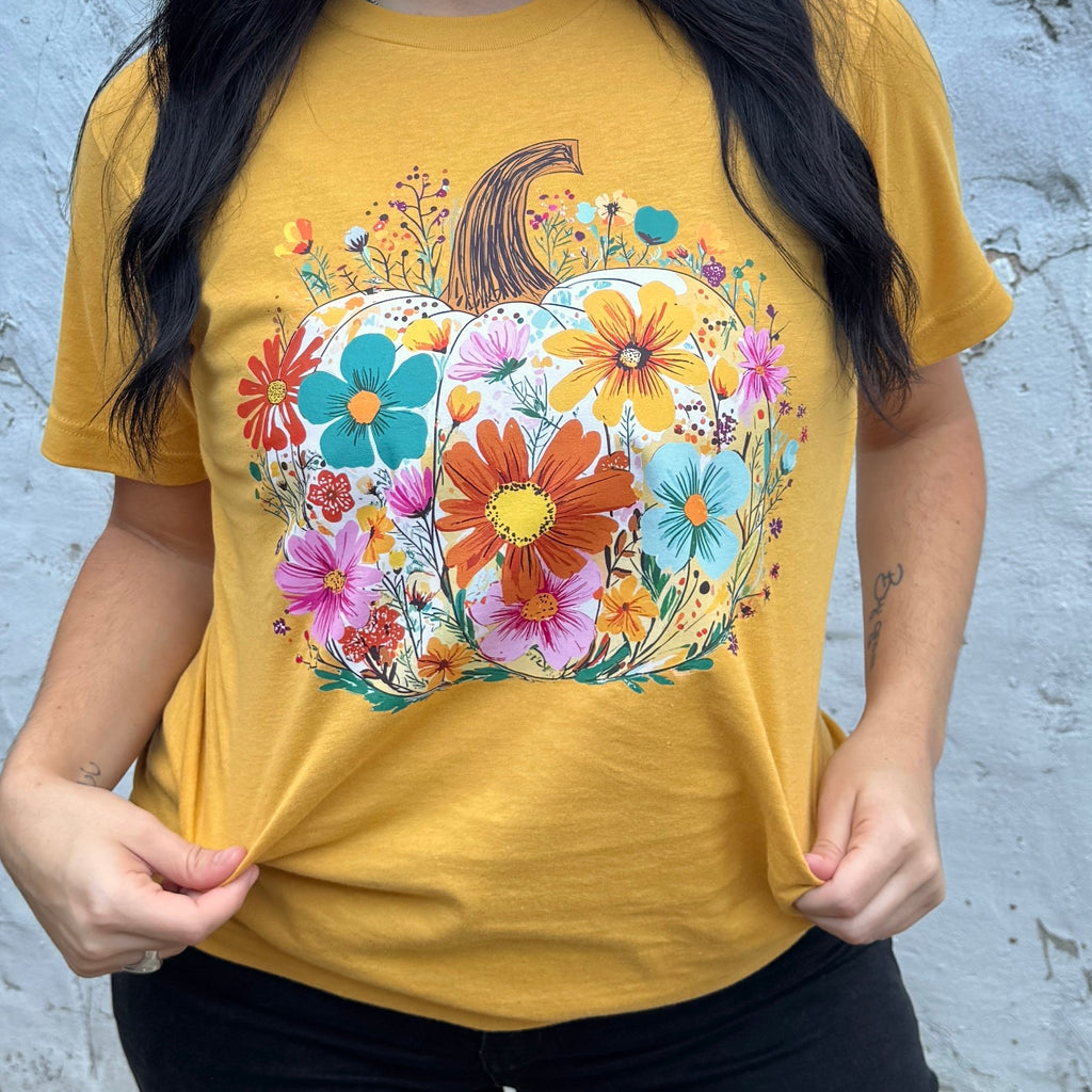 Floral Fall Pumpkin Graphic Tee