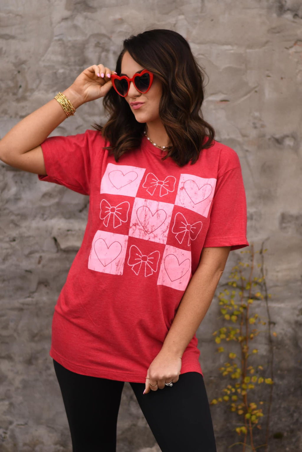 Checkered Bows & Hearts Tee