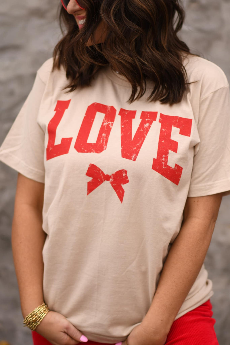 Distressed Love Bow Tee