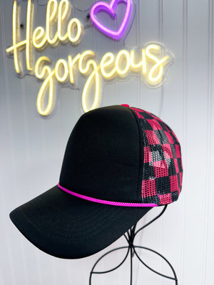 Checked Out Checker Pattern Trucker Hat