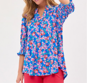 Beautiful Day Royal Blue Floral Top