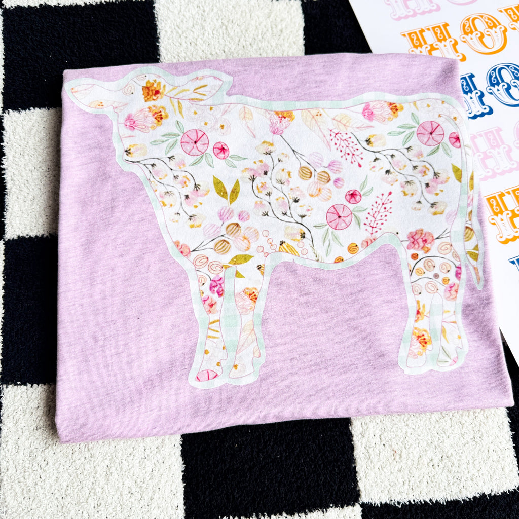 Floral Cow Graphic Tee