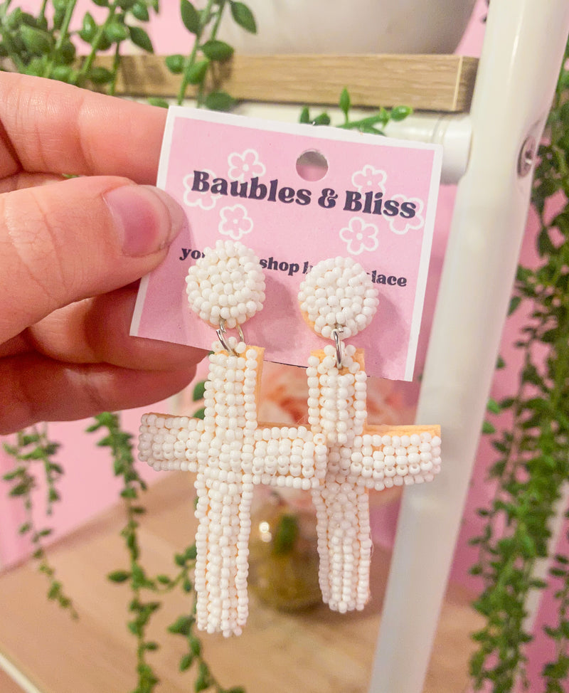 By The Cross Beaded Earrings