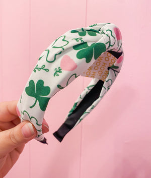 Lucky & Blessed Pink & Green Clover Headband