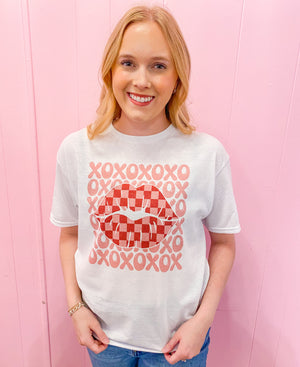 XOXO Checkered Lips Tee