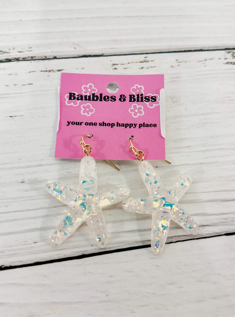 Shimmer Starfish Resin Earrings