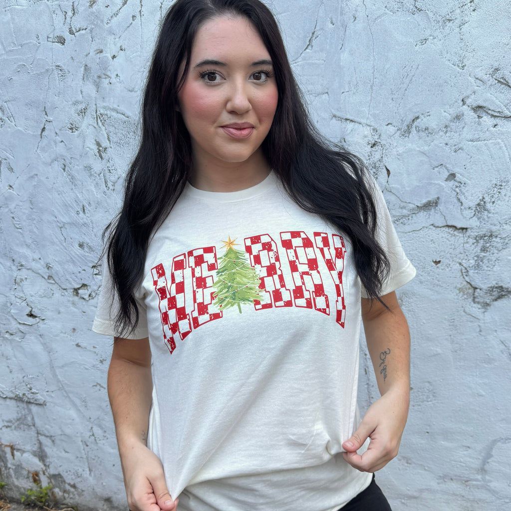 Checkered Merry Tree Graphic Tee