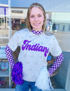 Pep Rally Purple Check Mesh Long Sleeve Top