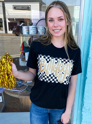 Checkered Bulldogs Glitter Tee