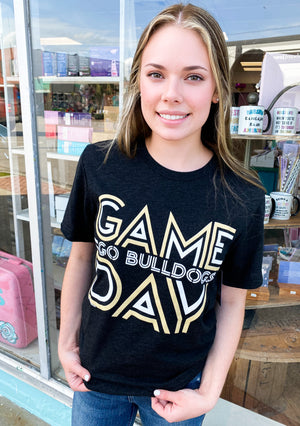 Striped Game Day Go Bulldogs Tee