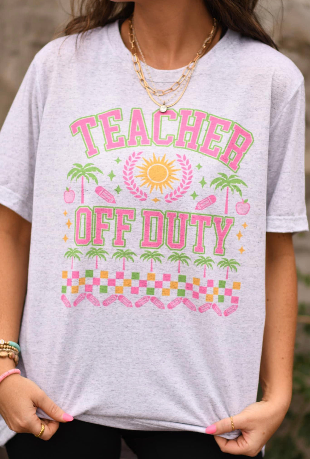 Teacher Off Duty Ash Tee