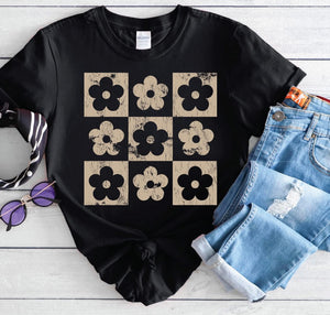 Retro Blossom Checkered Bella Canvas Tee