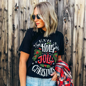 PREORDER Holly Jolly Christmas Black Tee