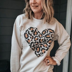 Purrfect Love Leopard Heart Sweatshirt