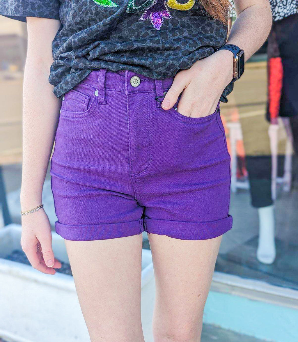 Violet - Purple Tummy Control Judy Blue Shorts
