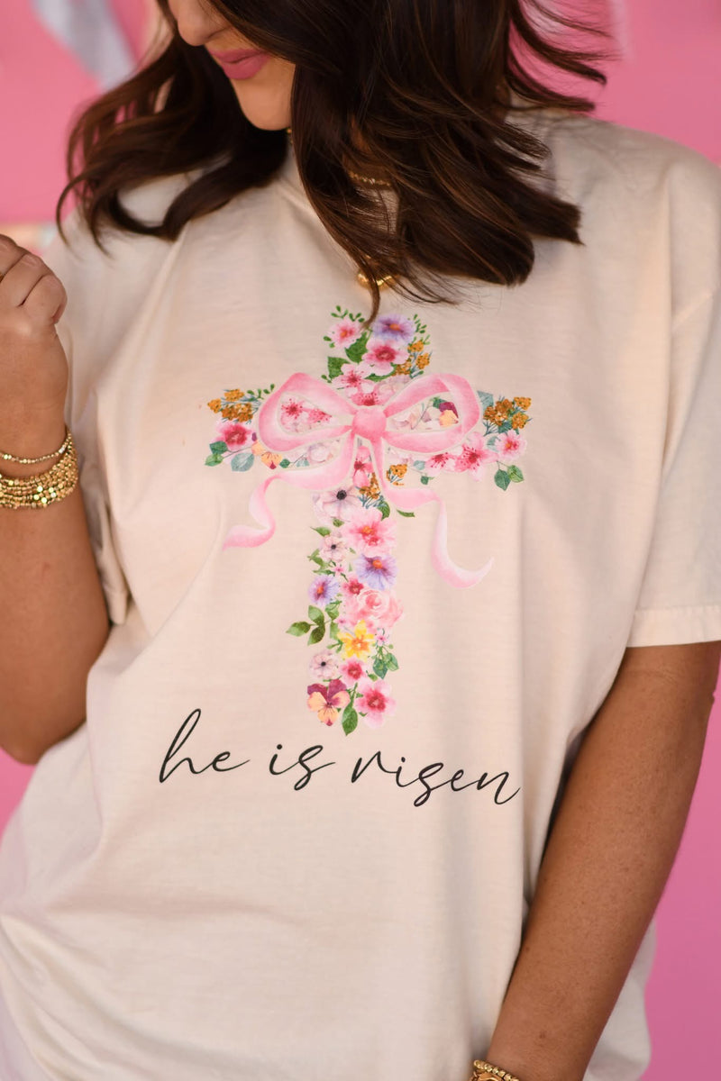 PREORDER He is Risen Floral Cross Comfort Colors Tee