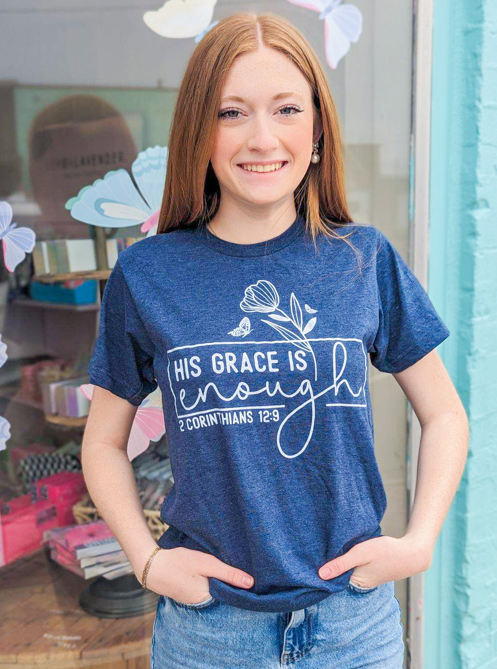 His Grace Is Enough Navy Tee