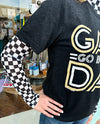 Pep Rally Black Check Mesh Long Sleeve Top