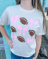 Footballs & Bows Cream Tee