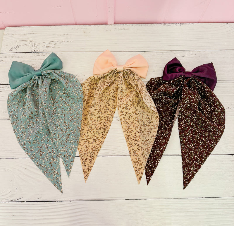 Fall Floral Silk Bow Barrette