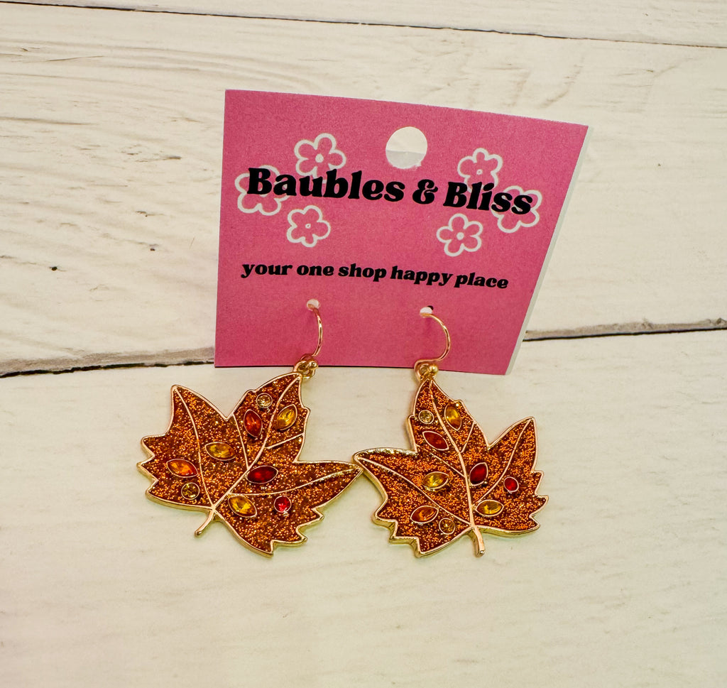 Fall Leaves Glitter Earrings