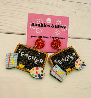 Teacher Glam Blackboard Earrings