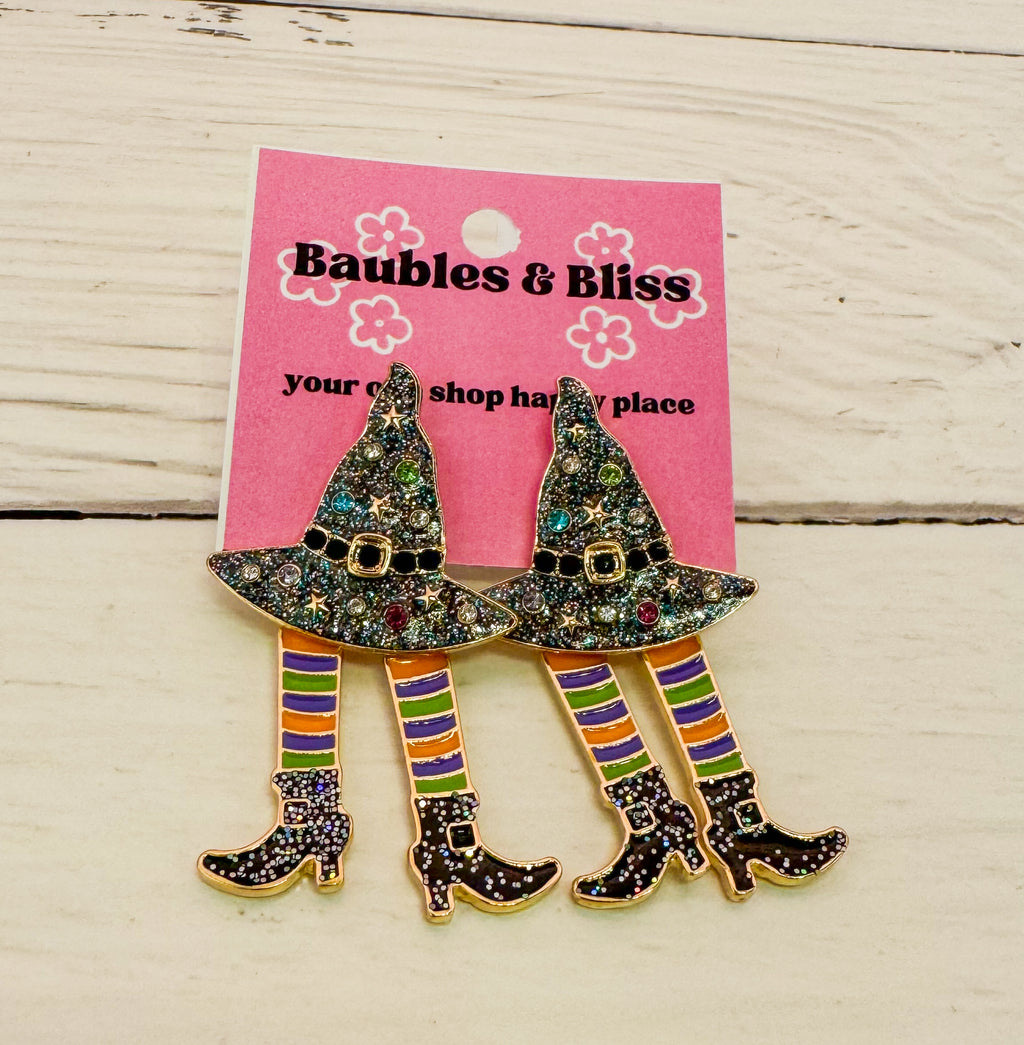 Witch Please Glitter Dangle Earrings