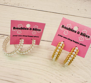 Feeling Royal Pearl & Chain Link Hoop Earrings