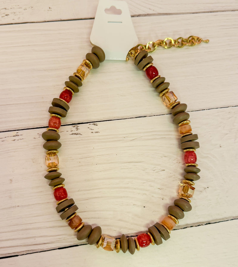 Fall Style Chunky Mix Bead Necklace