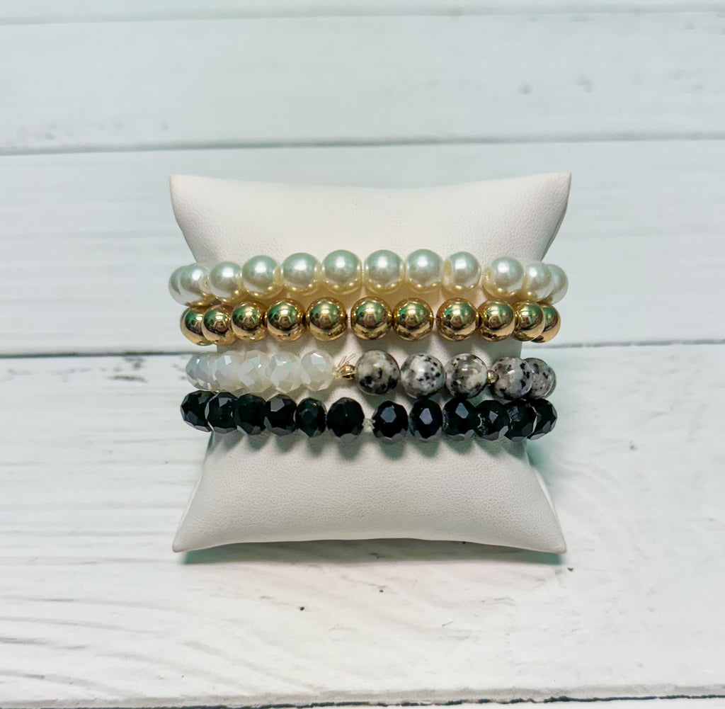 Night Out Mixed Pearl Accent Bracelet Stack