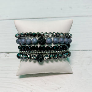 Meet Me At Midnight Black & Gray Bracelet Stack