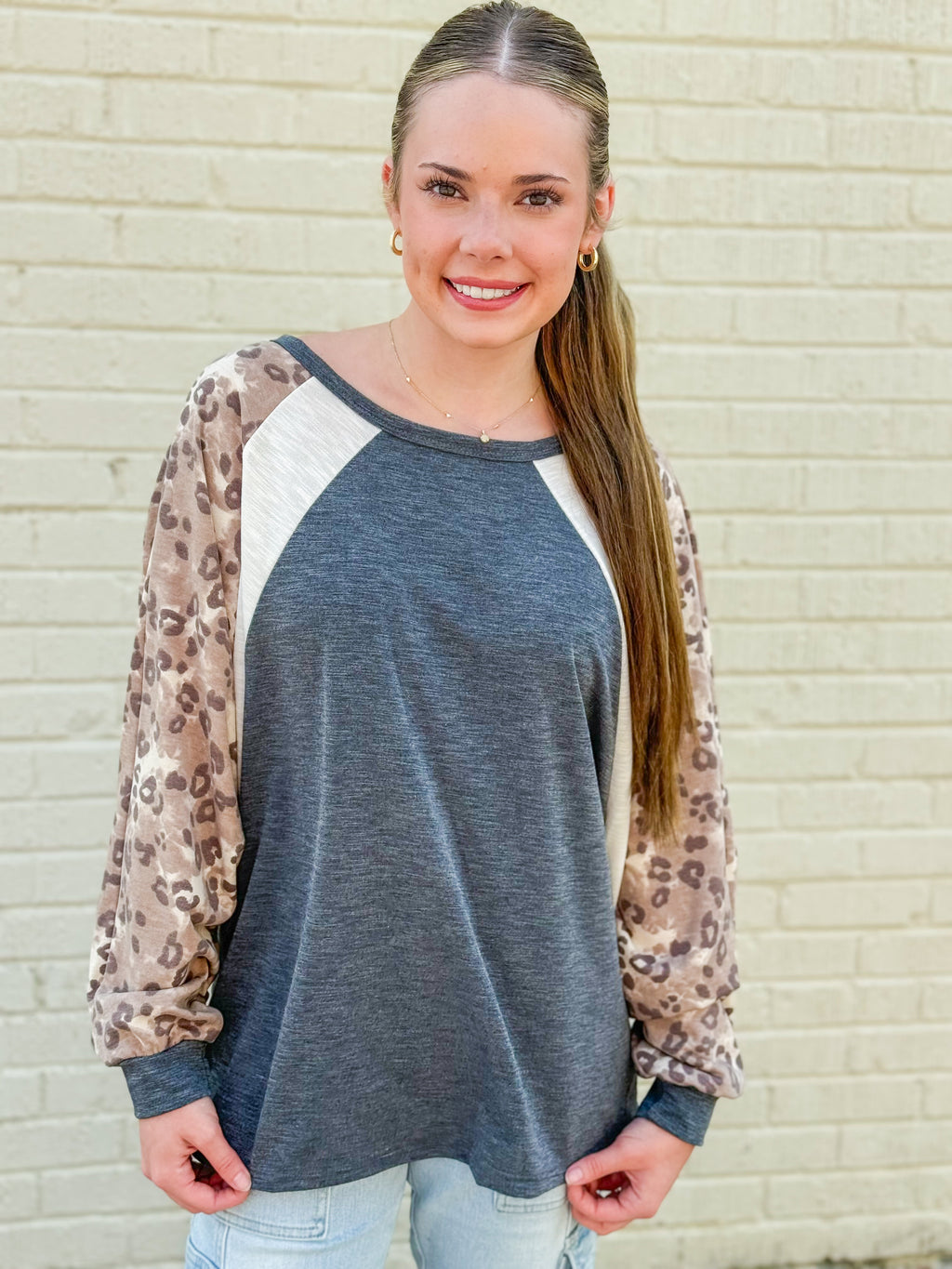 Wild For Fall Leopard Color Block Dolman Top