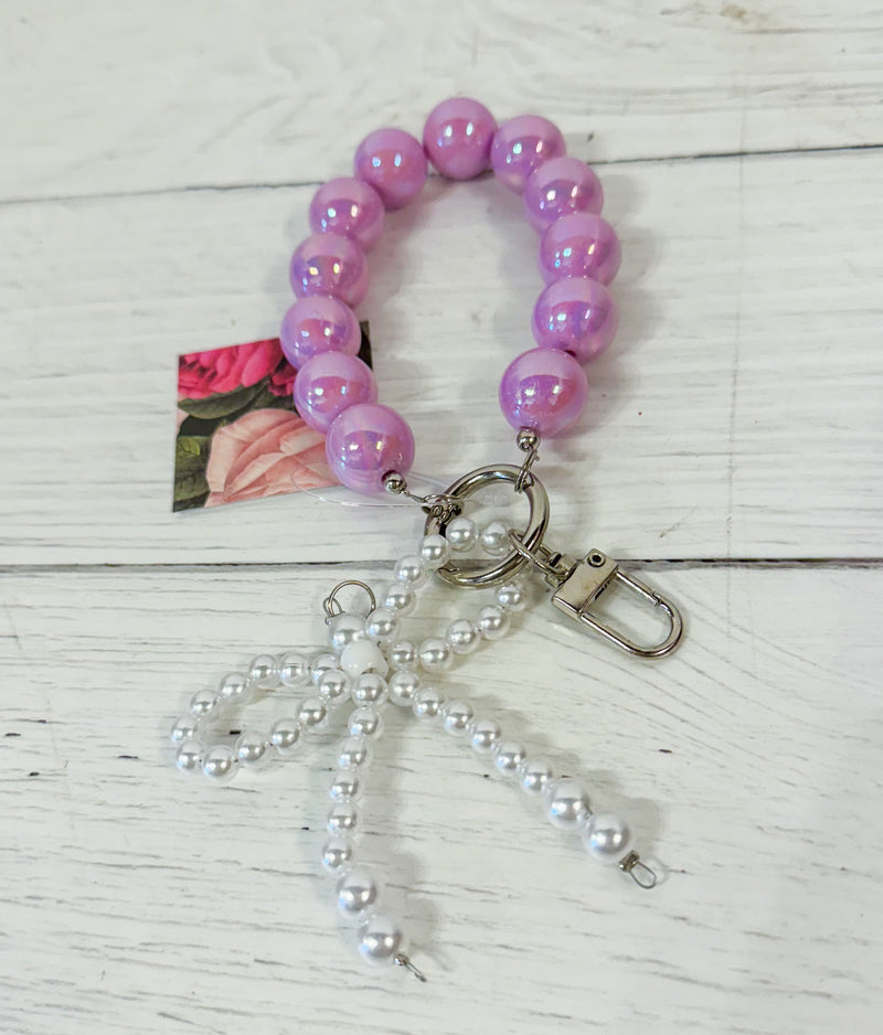 Lavender Pearl Bow Keychain