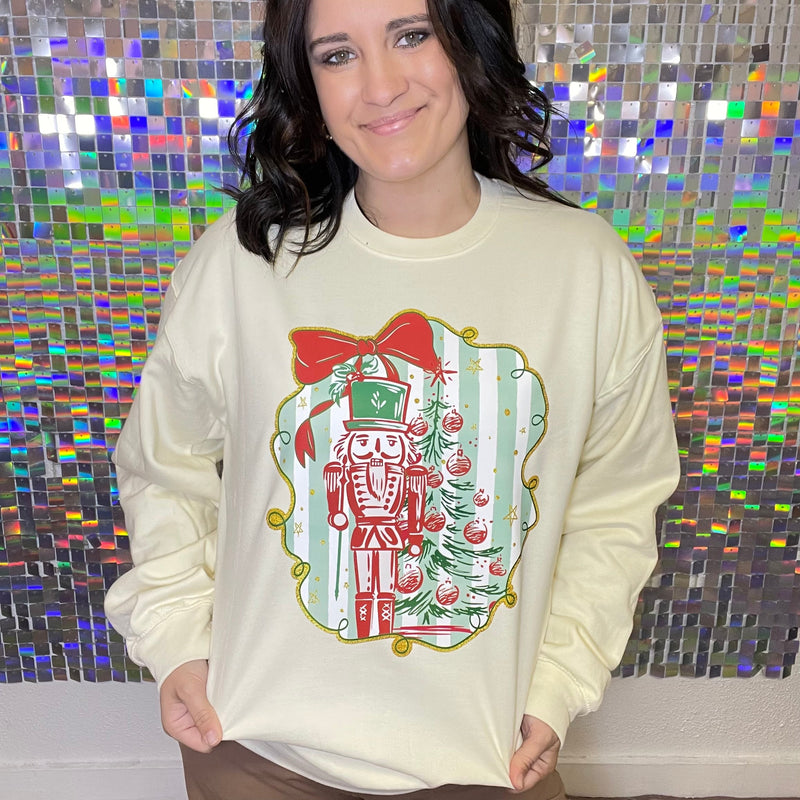 Preppy Stripped Nutcracker Graphic Crewneck