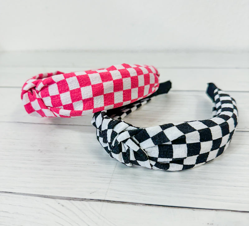 Retro Check Knotted Headband