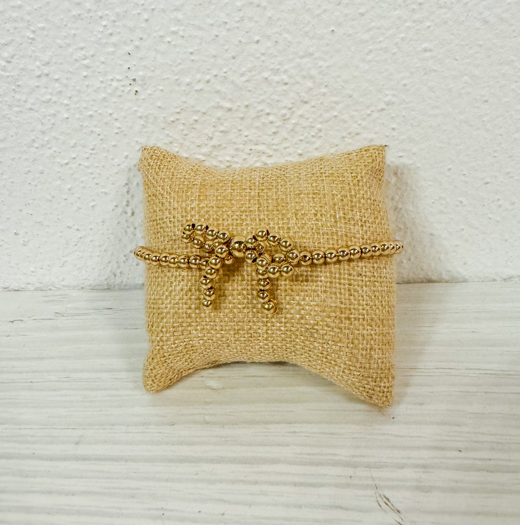 Gold Dainty Bow Beaded Bracelet