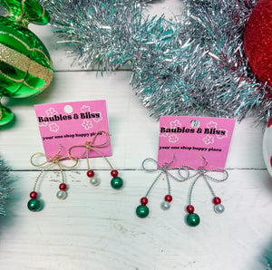 Holiday Bauble Bow Earrings