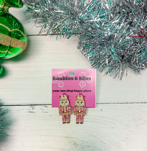 Pink Nutcracker Beaded Earrings