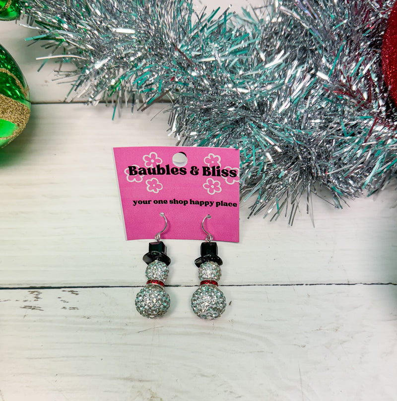 Frosty Bling Snowman Earrings