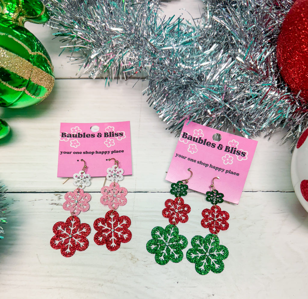 Shimmering Snowflakes Tiered Earrings