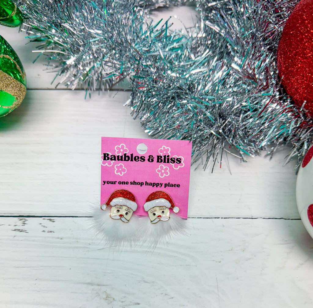 Hey Santa Pom Pom Beard Earrings