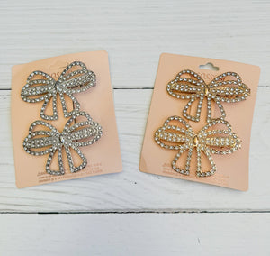 Sparkle & Shine Bling Bow Hair Clip Set of 2