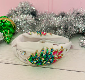 Bow Christmas Tree Bling Beaded Headband